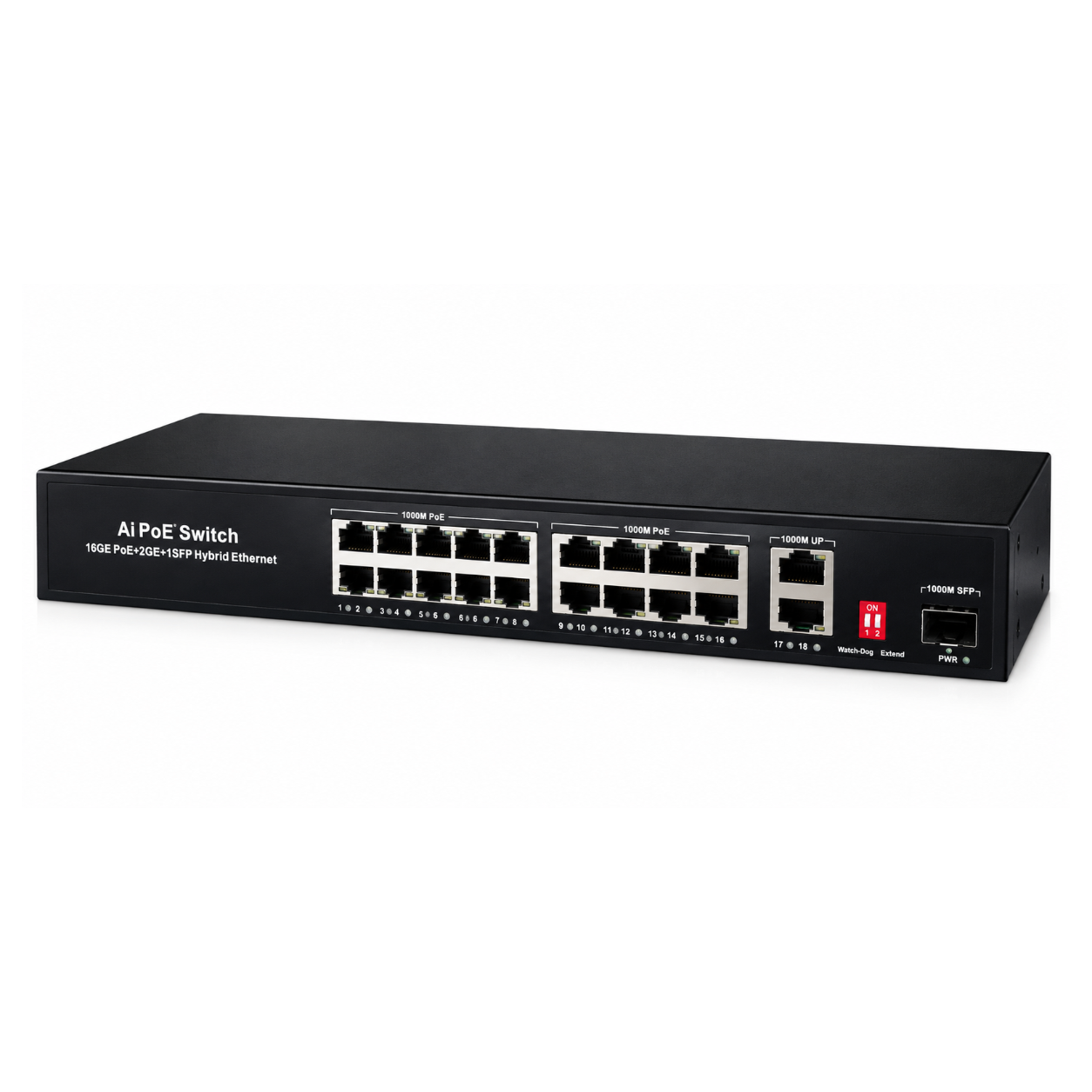 16-Port Gigabit PoE Switch + 2 Uplink Ports + SFP Slot