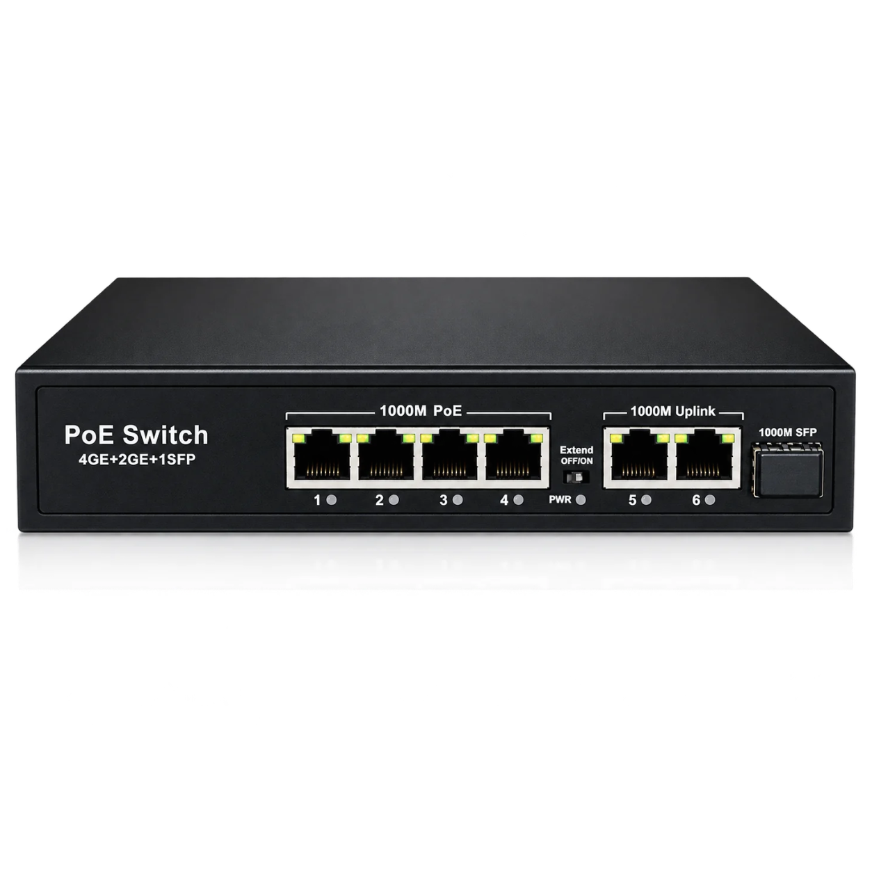 4-Port 10/100/1000Mbps PoE Switch + 2 Uplink Ports + 1 SFP Port